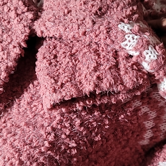 SONOMA XXL Mauve Cowlneck Long Sleeve Fair Isle Sherpa Comfy Cozy Sweater Top - Picture 6 of 13